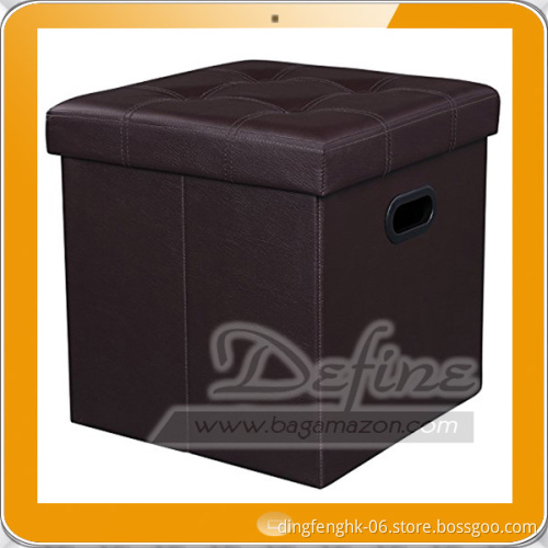 Faux Leather Folding Storage Cube